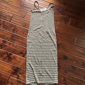 Olive green striped tank dress